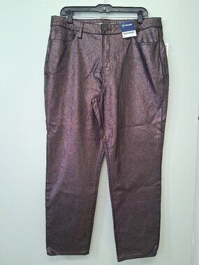 Old Navy High Rise Straight Ankle Jeans Shiny Sz 14